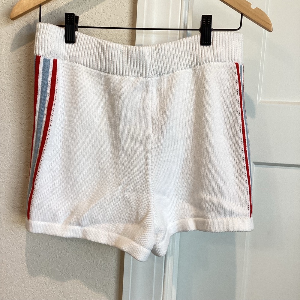Anthropologie Daily Practice Sports Club Sweater Shorts Large White Stripe NWT - Picture 9 of 13